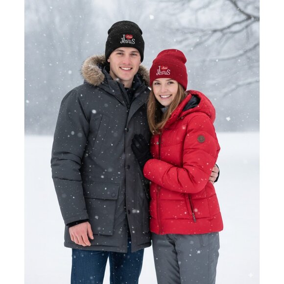 I Love Jesus Winter Hat Embroidered Skull Beanie Cap – Warm Lined, Black, NWT - Picture 3 of 3